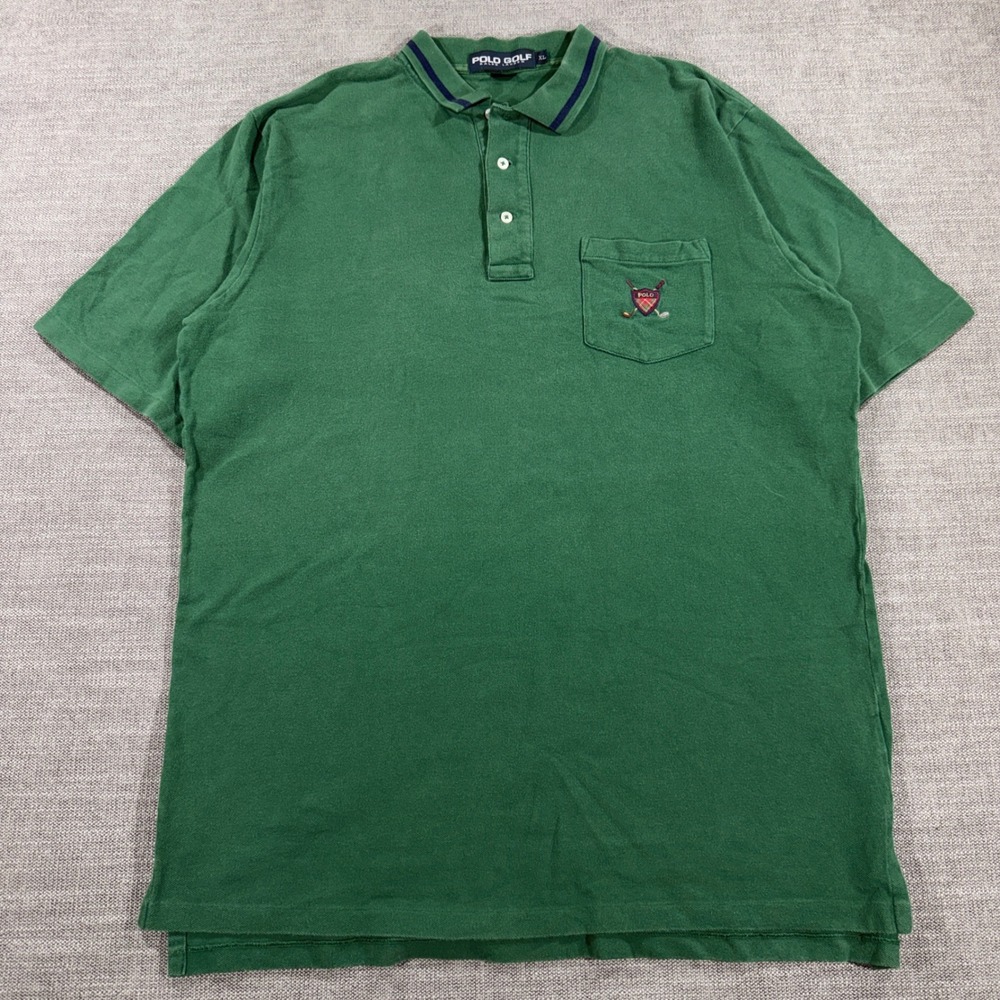 Polo Golf Ralph Lauren Polo Shirt Mens XL Green Good Embroidered Crest Pocket